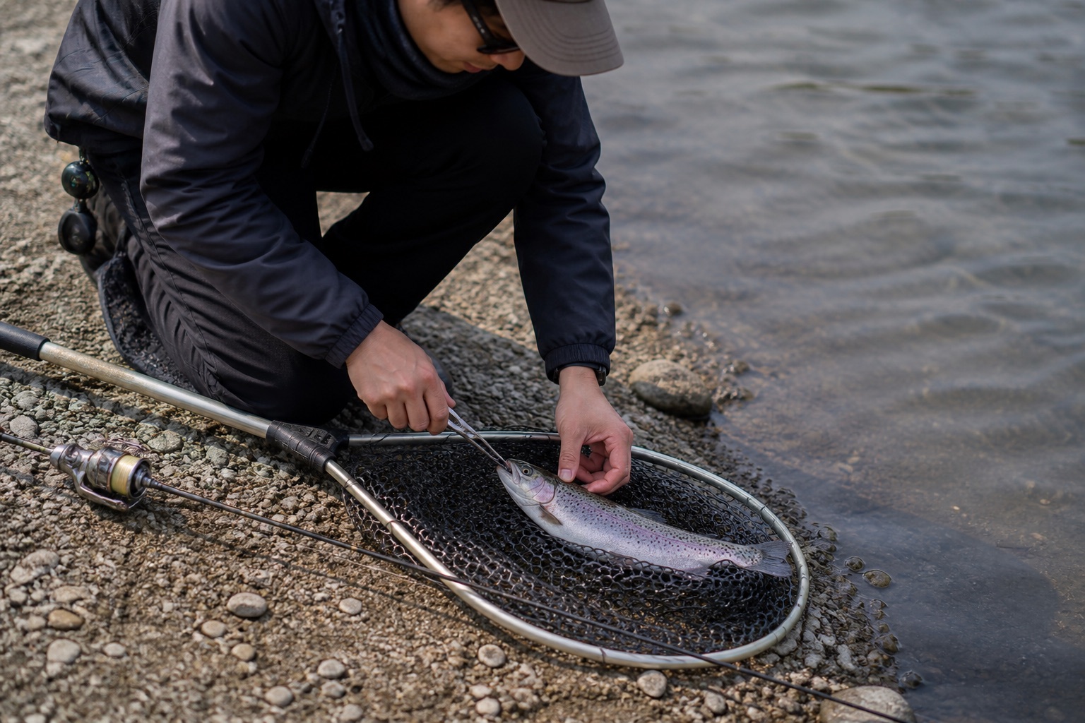 魚を取り込む・針を外すための用品のイメージ（ChatGPT生成）