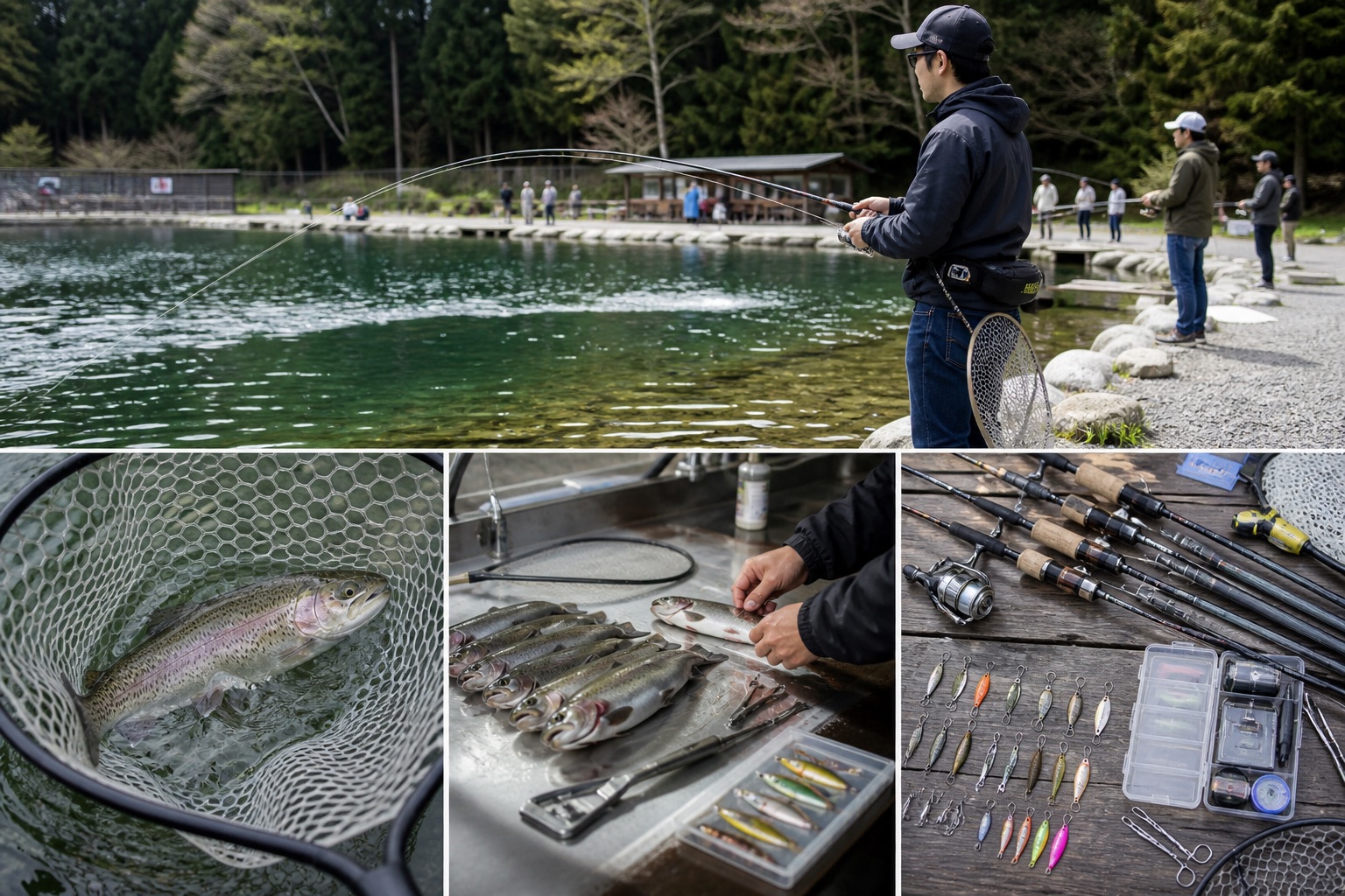 エリアトラウトで釣れる魚の種類のイメージ（ChatGPT生成）