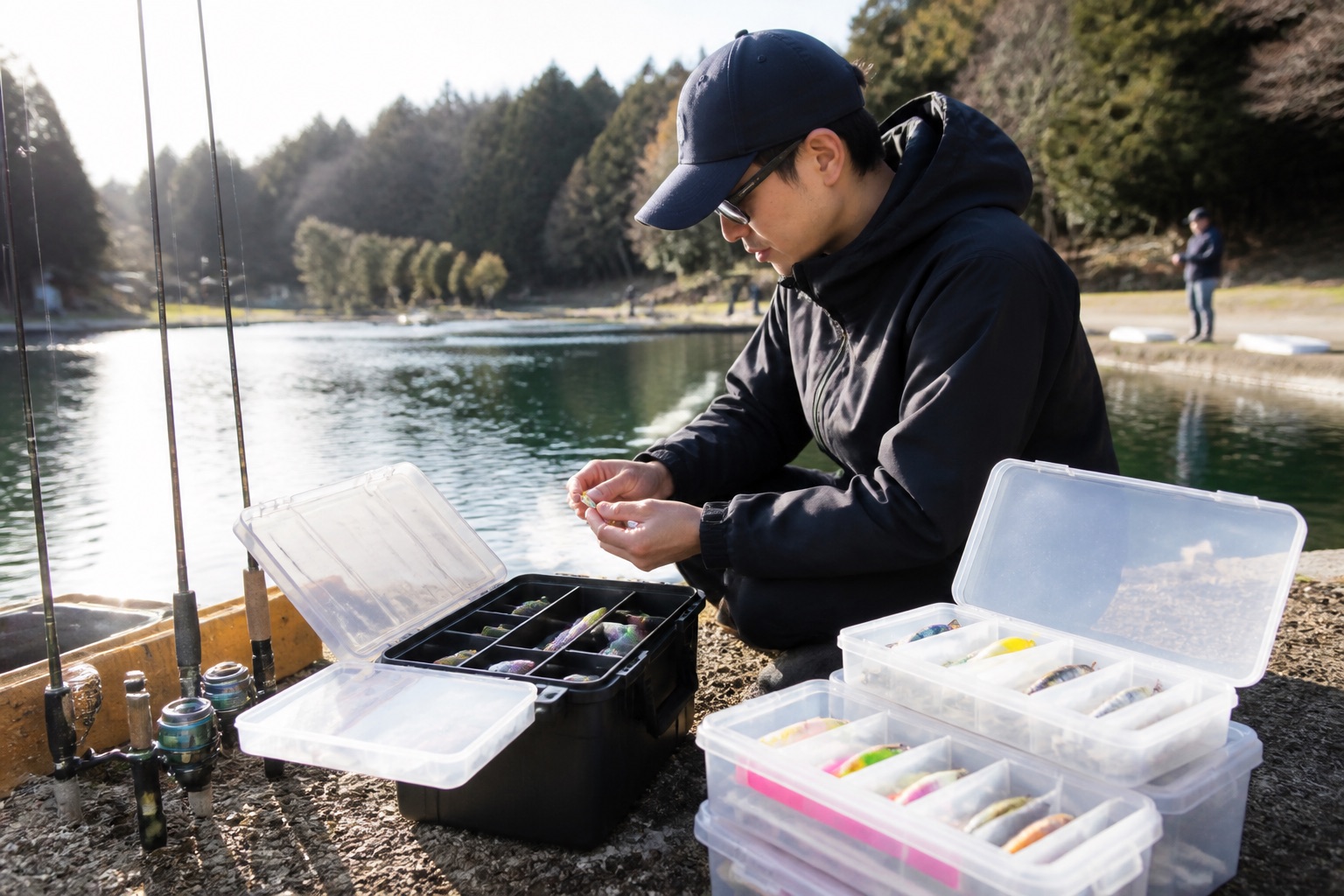 【ダイソー】釣具整理のマストバイアイテム|タックルボックス・ケースのイメージ(ChatGPT生成)