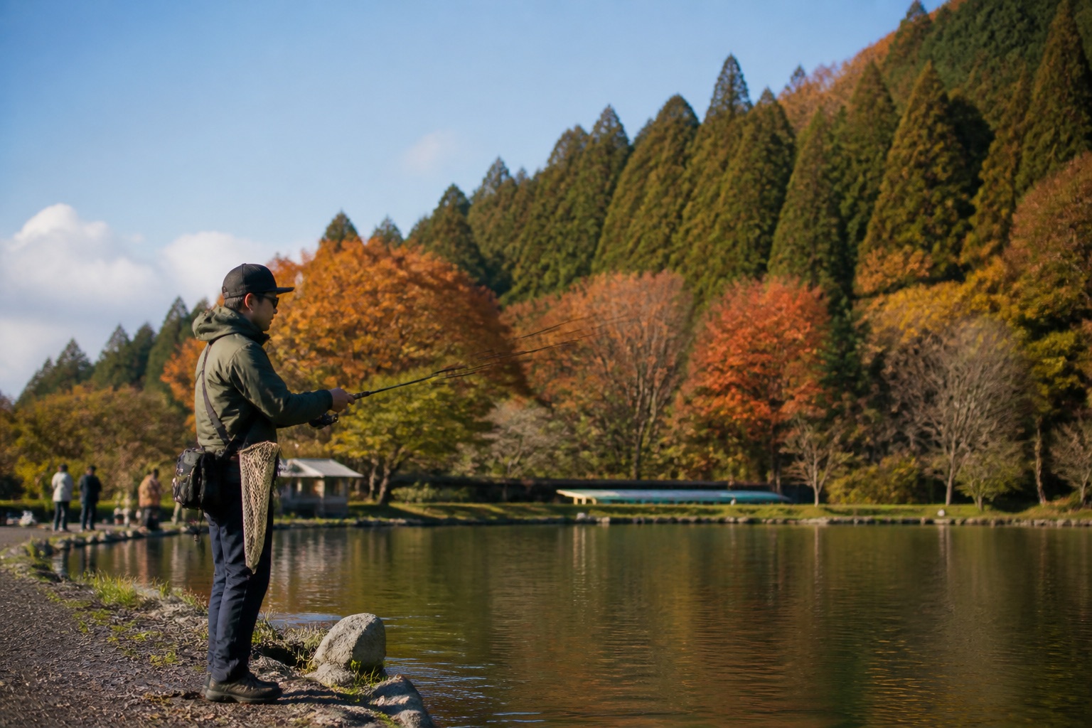エリアトラウトのベストシーズンは秋から春のイメージ（ChatGPT生成）