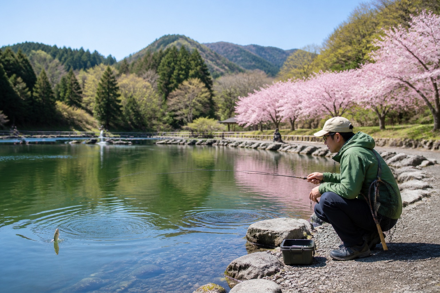 春のエリアトラウトの特徴と攻略法（3〜5月）のイメージ（ChatGPT生成）