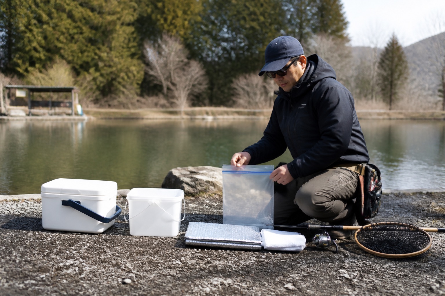 魚を持ち帰るために用意するもののイメージ（ChatGPT生成）