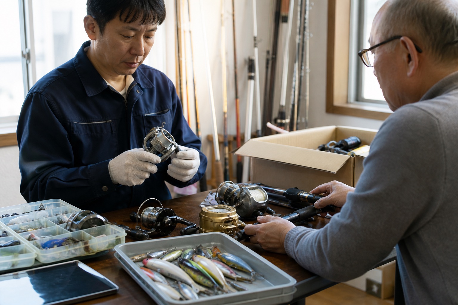 買取対象は「釣具全般」から「大型機材」までのイメージ(ChatGPT生成)