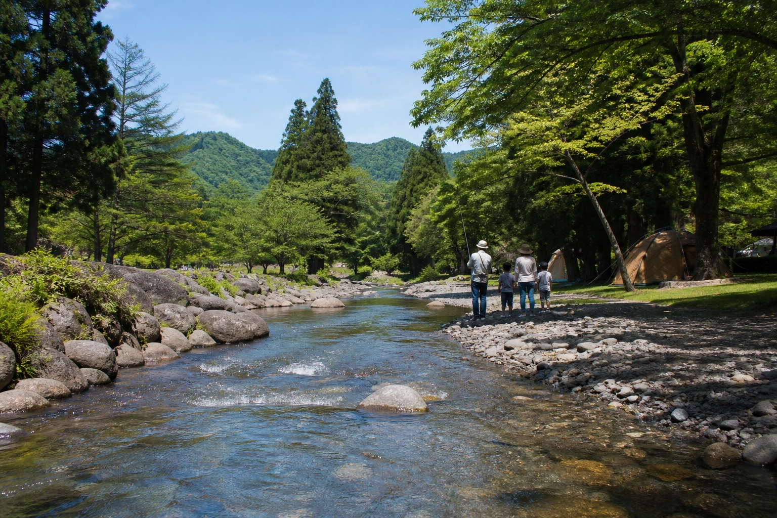 ウエストリバーオートキャンプ場の釣り場利用イメージ