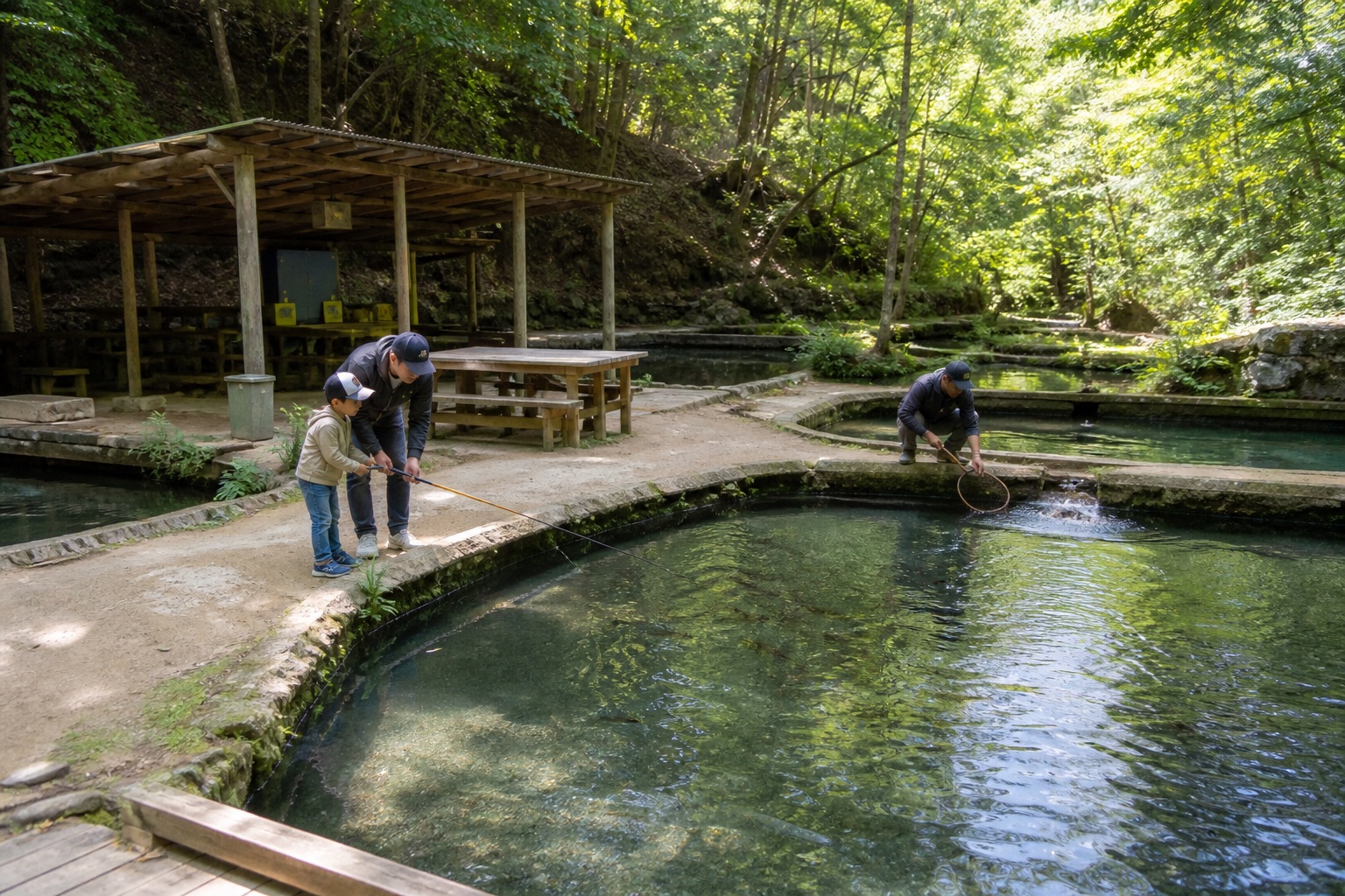 釣り堀 穂里山の釣り場利用イメージ（ChatGPT生成）